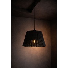 Lionn Dekor Siyah Bohem Modern Yuvarlak Rafya Avize