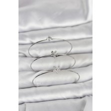 Eco Lounge Gümüş Renk Zirkon Taşlı Pirinç 3'lü Kadın Bileklik Kombini