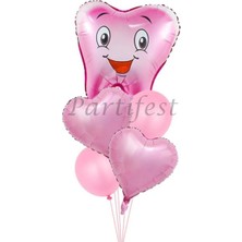 Parti Station Diş Buğdayı Balon Set Ilk Dşim Folyo Balon Set Konsept Doğum Günü Set Yaş Balon