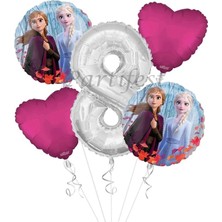 Parti Station Frozen 8 Yaş Balon Set Elsa Balon Folyo Balon Set Konsept Karlar Ülkesi Doğum Günü Set Yaş Balon