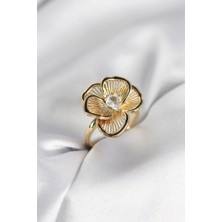 Eco Lounge Gold Renk Çiçek Model Vintage Kadın Yüzük