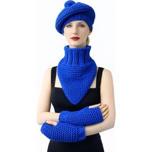 Uretti - Emine 9106 8920 El Örgüsü Kadın Bere Boyunluk Eldiven Takımı – 3’lü Kışlık Akrilik Örgü Set