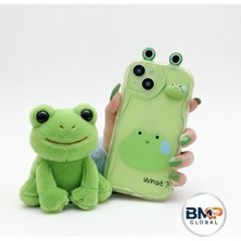 Iphone 13/14 Uyumlu 3D Kabartmalı Sert Silikon Yeşil Kurbağa Şeffaf Dalgalı Kenarlı Telefon Kılıfı