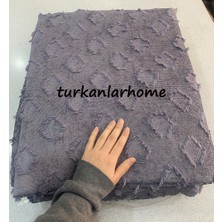 Türkanlar Home Şönil Jakarlı Koltuk Örtüsü - Kaymaz Taban Bohem Kare Desen Antrasit 200X170 cm