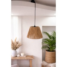 Lionn Dekor Kahve Bohem Modern Yuvarlak Rafya Avize