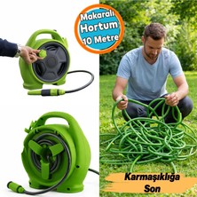 Nzb Taşınabilir Mini Makaralı 10 Metre Hortum Seti Bahçe Su Hortumu 5/16" Sulama Araç Yıkama