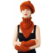 Uretti - Emine 9106 8920 El Örgüsü Kadın Bere Boyunluk Eldiven Takımı – 3’lü Kışlık Akrilik Örgü Set
