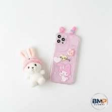 Iphone 13/14 Uyumlu 3D Kabartmalı Sert Silikon My Melody Şeffaf Dalgalı Kenarlı Telefon Kılıfı