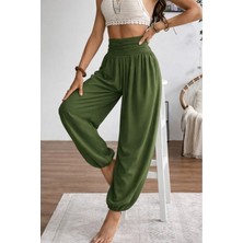 Stelol Kadın Yüksel Bel Yoğun Büzgü Detaylı Aerobin Pantolon