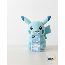 Iphone 13/14 Uyumlu 3D Kabartmalı Sert Silikon Mavi Pikachu Şeffaf Dalgalı Kenarlı Telefon Kılıfı