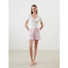 Lc Waikiki Yeni Sezon Kalp Baskılı Kadın Şortlu Pijama Takımı