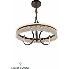 Light House Kristal Taşlı Halka LED Salon Avizesi