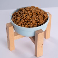 Pawstar Mavi Ahşap Standlı Seramik Mama/ Su Kabı Kedi Köpek Mama Su Kabı
