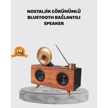Karahanbey Nostaljik Gramofon Bluetooth Hoparlör – Fm Radyo + USB + Sd Kart Destekli - Lisinya