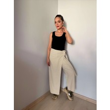 Naturel Renk Anvelop Etek Görünümlü Pantolon