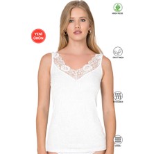 Özkan Underwear Özkan 27653 Kadın Premium Kumaş Viskon Kaşkorse Esnek Rahat Yakası Dantel Detaylı Atlet