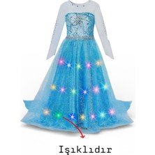 3b Kids Elsa Işıklı Elbise Kostüm Doğum Günü Parti Düğün Davet  Yazlık Elbise Kostüm