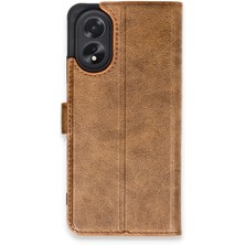 Newface Oppo A38 Kılıf Trend S Plus Kapaklı Kılıf - Taba