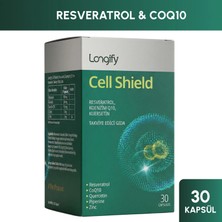 Longify Cell Shield Resveratrol, Koenzim Q10, Kuersetin, Piperin, Çinko Takviye Edici Gıda 30 Kapsül