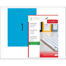 Tanex Etiket 210X297 TW-2000 A4 Yapışkanlı Mavi Lazer Etiket - 15 Adet
