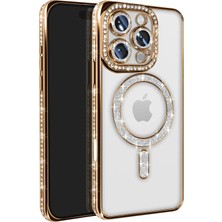 Newface iPhone 16 Pro Max Kılıf Joke Simli Magneticsafe Kılıf - Gold