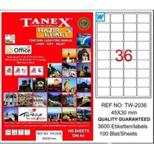 Tanex Etiket TW-2348 35X35 A4 Lazer Etiket - 15 Adet