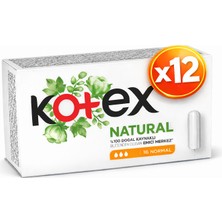 Kotex Natural Normal Tampon 16’lı 12 Paket (Toplam 192 Adet)