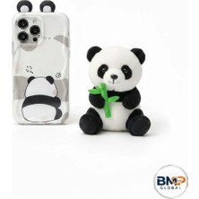 Iphone 13/14 - 3D Panda Kabartmalı Sert Silikon ,şeffaf Dalgalı Kenarlı Telefon Kılıfı