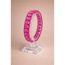 Pembe Kare Kesim Kristal Taşlı Kadın Bileklik