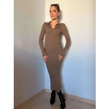 Vizon Polo Yaka Fitilli Elbise