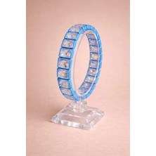 Mavi Kare Kesim Kristal Taşlı Kadın Bileklik