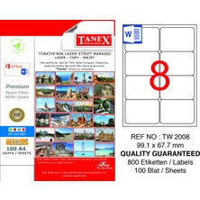 Tanex Etiket 99,1X67,7MM A4 Lazer Etiket - 15 Adet