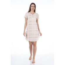 Estiva 22231 Kadın Kare Desenli Kısa Kollu Viskon Günlük Elbise