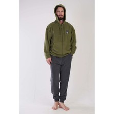 Renklime Polar Kapşonlu Düşük Omuz Erkek Pijama K304159
