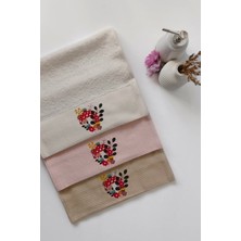 Sevim 3'lü Mantar Baskılı Karışık Renkli Misafir Havlu Takımı - Bambu El & Yüz & Mutfak Havlusu - 30X50 cm