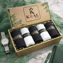 Kral Socks Erkek Bambu Çorap Patik Düz Desen (5 Çift Kutulu) Dikişsiz Dokuma Parfümlü Kısa Çorap