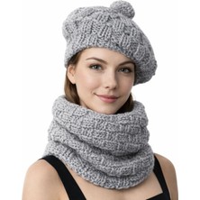 Uretti - Emine 9106 0257 El Örgüsü Kadın Bere ve Boyunluk Takımı – 2’li Kışlık Akrilik Örgü Set