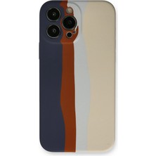 Newface iPhone 13 Pro Kılıf Ebruli Lansman Silikon - Lacivert-Krem