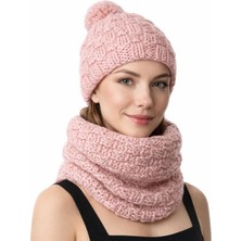 Uretti - Emine 9106 0257 El Örgüsü Kadın Bere ve Boyunluk Takımı – 2’li Kışlık Akrilik Örgü Set