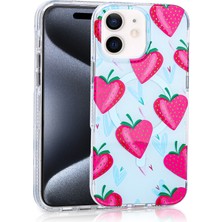 Paladyum Case iPhone 12 ve 12 Pro Uyumlu Premium Tpu Çilek Desenli Stilo Kapak