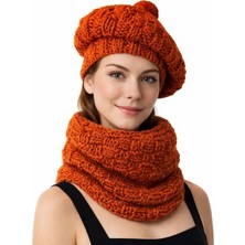 Uretti - Emine 9106 0257 El Örgüsü Kadın Bere ve Boyunluk Takımı – 2’li Kışlık Akrilik Örgü Set