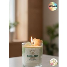 Matcha Bear Latte Mum Dekoratif (Soya Wax ve Jel Mum) Vanilya Kokulu