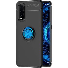 Newface Oppo Find X2 Kılıf Range Yüzüklü Silikon - Siyah-Mavi