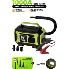 7go 7A5 4-In-1 Akü Takviye Cihazı & Hava Kompresörü – 150 Psı Şarjlı Lastik Şişirme Pompası 12000MAH Powerbank & Fener
