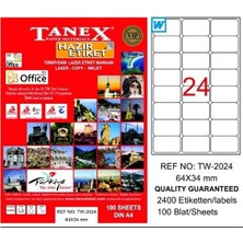 Tanex Etiket TW-2024 64X24MM Lazer Etiket - 15 Adet