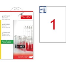 Tanex Şeffaf Etiket 210X297MM TW-2000 A4 Etiket - 5 Adet