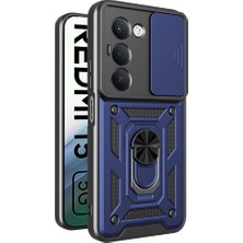 StilStoreTr Redmi 15 Kılıf Magnetik Standlı Kamera Korumalı Zore Sürgülü Vega Kapak - Mavi
