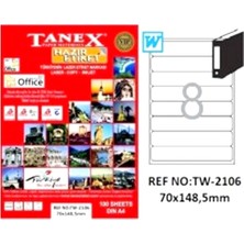 Tanex Etiket 70X148,5MM A4 TW-2106 Lazer Etiket - 15 Adet