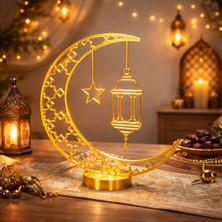 Dekoratif Altın Hilal Ramazan Süsü