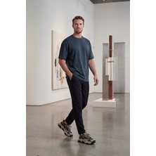 Etikmen %100 Organik Pamuk Düz Oversize Füme Erkek Tişört